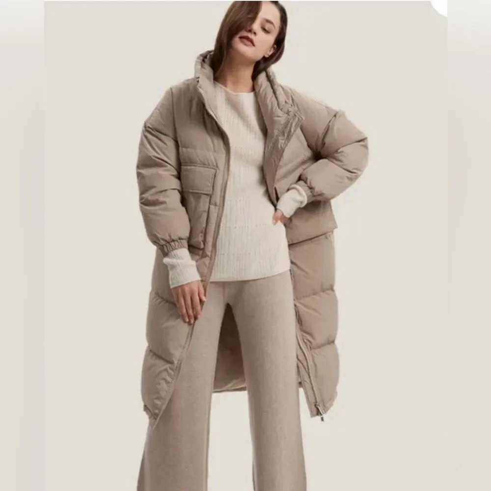 NAP loungewear Oversized Padded Down Puffer Coat in a neutral Sand size medium - Picture 14 of 15